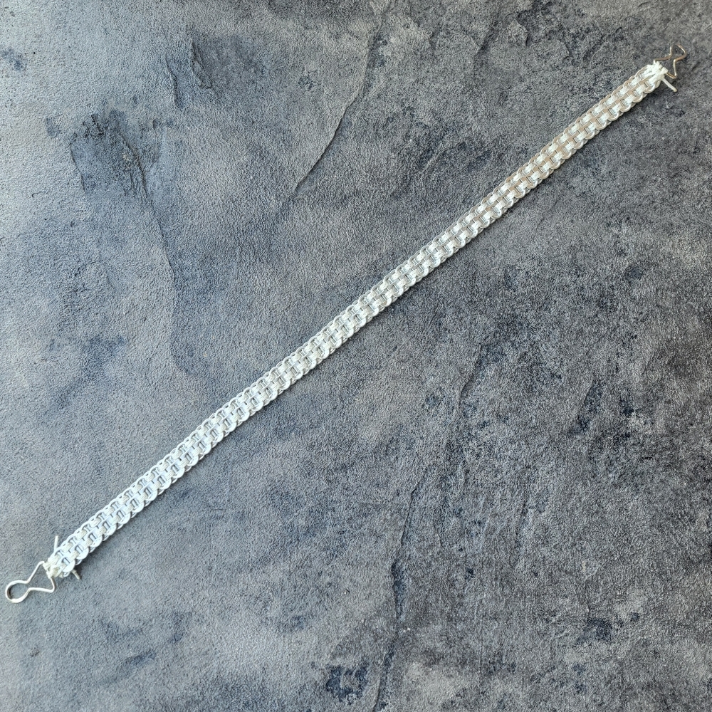 Handmade Upcycled Aluminum Pop Tab Belt with Iridescent Yarn